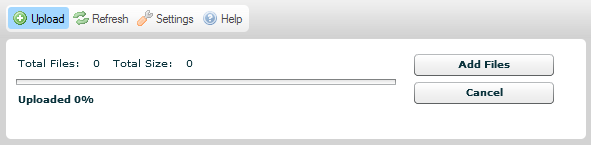 Panel przesyłania pliku CKFindera korzystający z technologii Flash