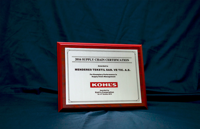 Menderes Tekstil Kohl's Corporation Tarafından Ödüllendirildi.